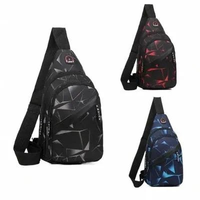 Red Black Geometric Crossbody Bag for Students & Professionals