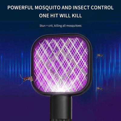 USB Rechargeable Mosquito Racket Pink LED Safe Home Use